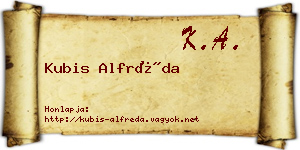 Kubis Alfréda névjegykártya